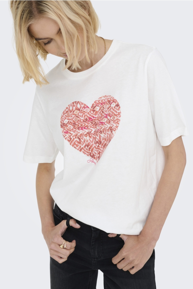JDYANEMONE S/S PRINT TOP JRS 15343644 CLOUD DANCER/HEART